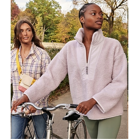 9. J.Crew Teddy sherpa half-zip sweatshirt - Picture 3 of 9